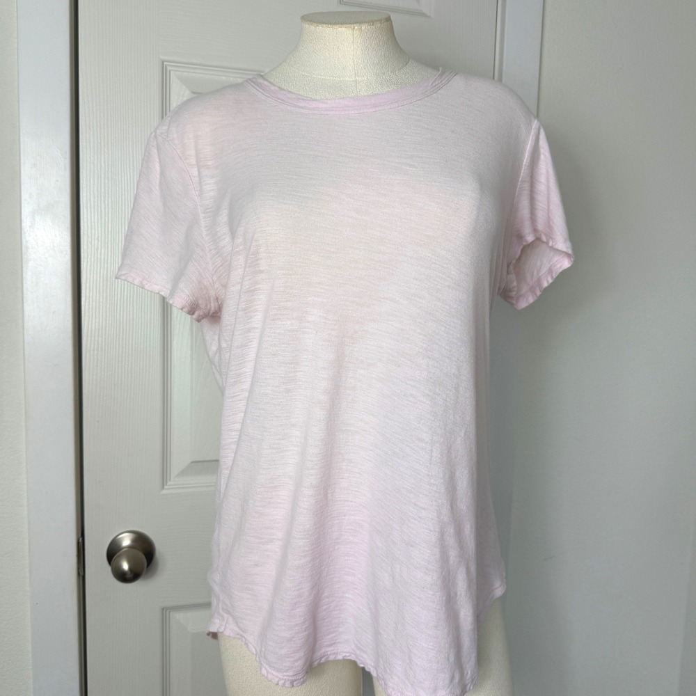 James Perse Womens Light Pink Cotton Tee Minimalist Quiet Luxury Crewneck Size 4